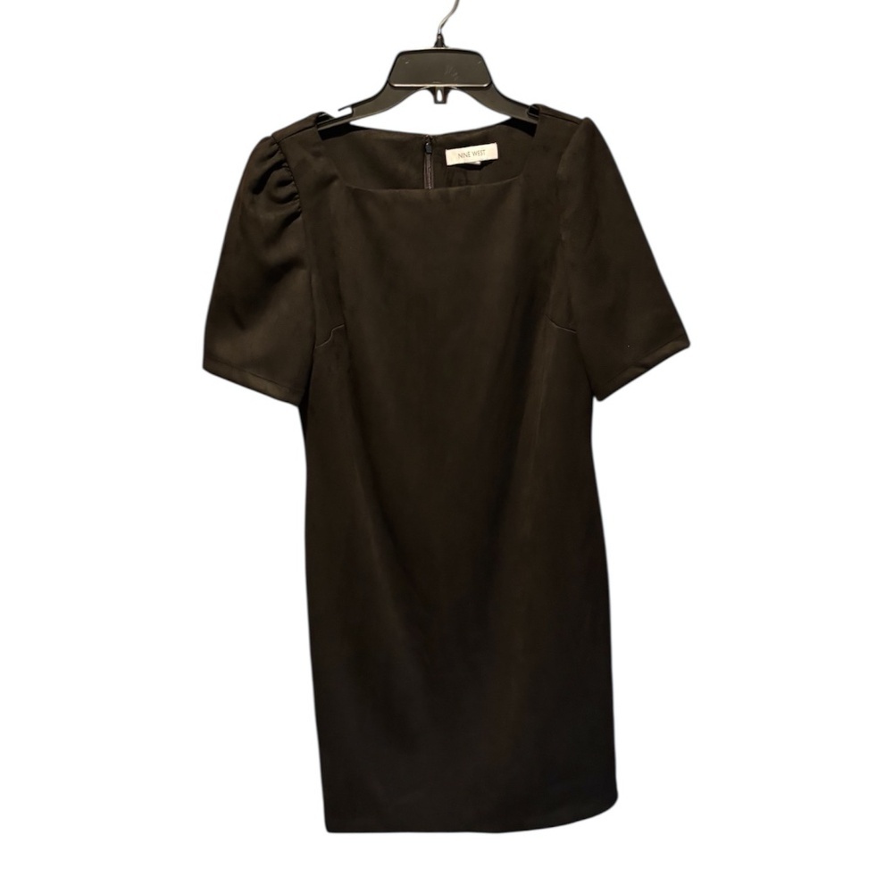 Nine West Women's Faux Suede Short Sleeve Sheath Dress Black Size 4